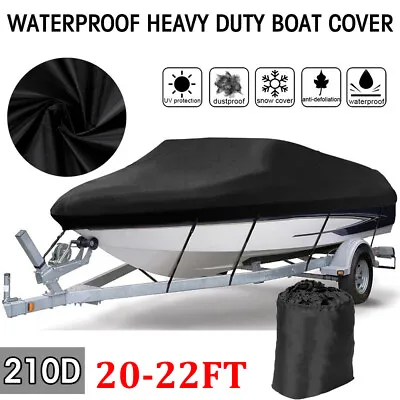 £31.19 • Buy 20-22ft Boat Outdoor Cover Heavy Duty V-Hull Fish Ski Speedboat Protector Black
