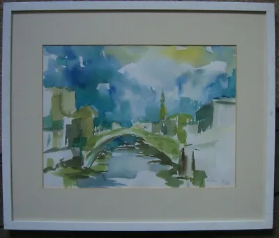 ::watercolor Mostar Monogram C.k Wohl Christa KÜbller Stuttgart *1943 1994 Frame • $173.13