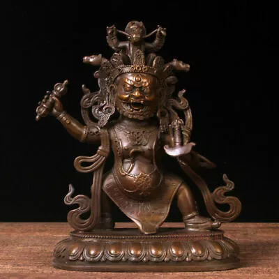 10'' China Tibet Protector Mahakala Buddha Bronze Statue • $390.10
