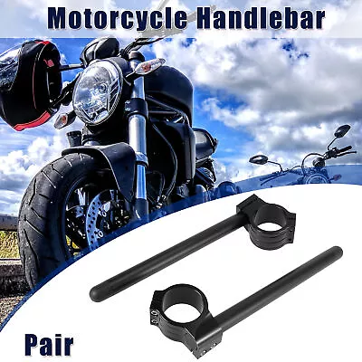 1 Pair 50mm Motorcycle Handlebar Clip Ons Handle Bar Universal Replacement Black • $23.39