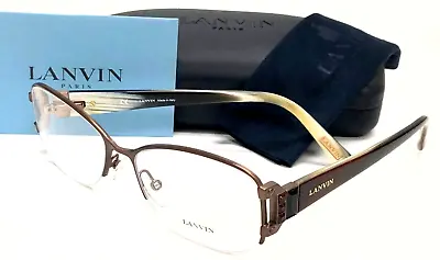 Lanvin Square Eyeglasses Vln 034s 0smq 53 Bronze/brown Authentic • $59.95