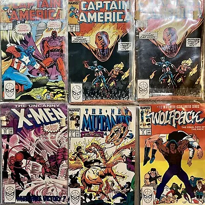 Mixed Lot Of 6 Marvel Comics -Captain America /X-Men/The New Mutants/wolf Pack • $45