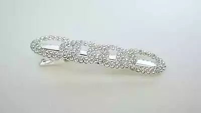 Silver Metal Infinity Oval Shaped Crystal Alligator Hair Claw Clip Clamp • $8.95