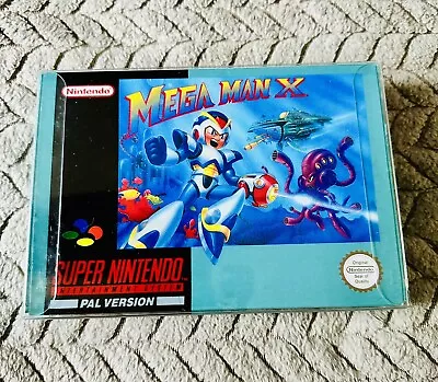 SNES - Mega-Man X Game Cartridge In Box With Clear Box Protector - PAL - MINT • £199.99