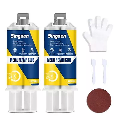 Metal Repair Glue 2 Pack 5.64OZ Metal Epoxy Glue Heavy Duty High-Temperatur... • $19.21