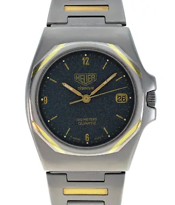 Vintage 1980s Men's 34.5mm HEUER Titanium/ Gold 100M Quartz Watch Ref 825.213 18 • $569.95