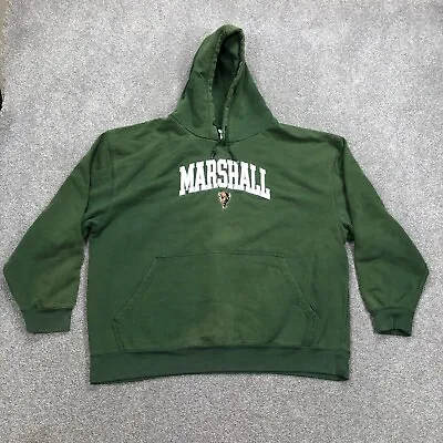 Vintage Marshall Thundering Herd Hoodie Men 2XL XXL Green Sweatshirt Faded Y2K  • $19.91