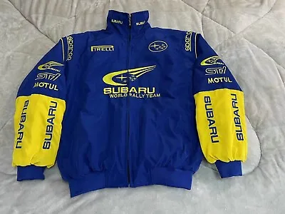 Adults F1 Team Racing Subaru Embroidery Jacket Top Cotton Padded Blue • £45