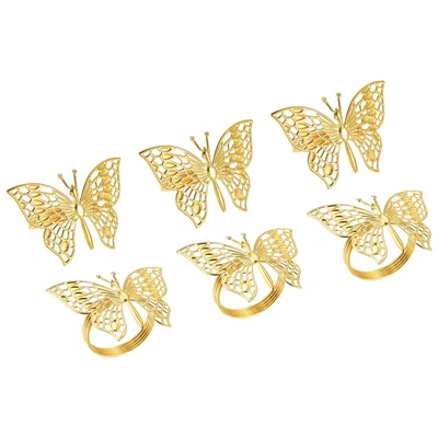 £12.03 • Buy Metal Napkin Rings, 6pcs Butterfly Napkin Ring Holder Buckle, Gold Tone