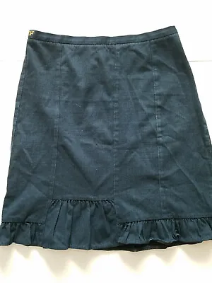 $19.99 • Buy Diane Von Furstenberg Skirt Blue Ruffle Stretch Denim Straight Pencil Dark Wash