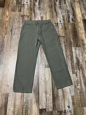 Vintage 90s Dickies Carpenter Workwear Pants Faded Green Canvas Baggy 34 X 30 • $30