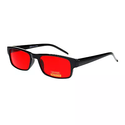 Mens New Small Face Snug Fit Color Lens Rectangular Plastic Frame Sunglasses • $9.95