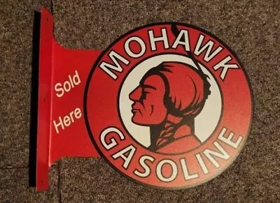 Mint Flanged Mohawk Gasoline Oil Metal Sign Vintage Clean • $50