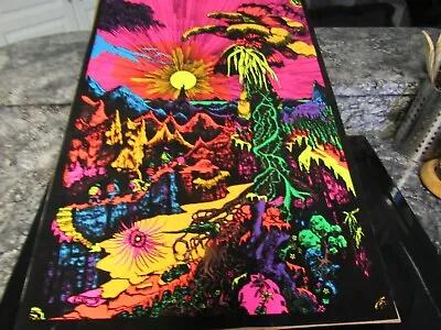 Vintage 90s Sunburst Black Light Felt Poster • $34.95