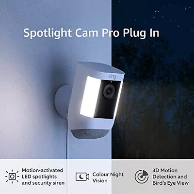 Ring Spotlight Cam Pro Plug-in Wireless Outdoor Security Video Camera White • $299