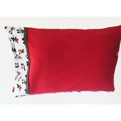 Mickey Mouse Red Fleece Pillowcase Cotton Blend Cuff Fits Standard 20X26  Pillow • $16.99