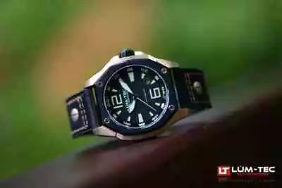 $695 • Buy Lum-Tec V6 Men Watch 44mm Automatic Black Leather Two Straps 100m WR