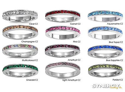 $15.95 • Buy Stackable Eternity CZ Promise Ring  .925 Sterling Silver Size 3 To 12 NEW
