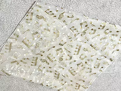 Scarf Gold Musical Notes Print On Sheer Beige 20  Wide 58  Long • $7.47