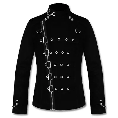 Northern Star Men's Gothic Black Vampire Jacket Metal Cuff Zipper Strap Buckle • $129.99