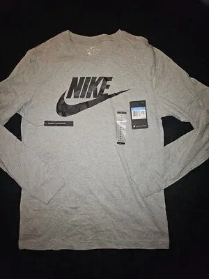 Nike Sportswear Swoosh Logo Mens  Long Sleeve T Shirt GRAY Size MEDIUM(RETAIL$30 • $22.50