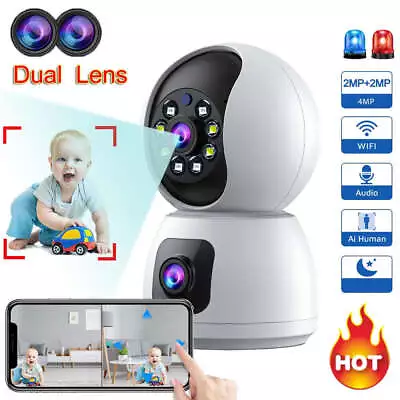 WiFi Secuirty Camera PTZ Dual-Lens Dual-Screen Baby Monitor Camera Auto Tracking • £30.81