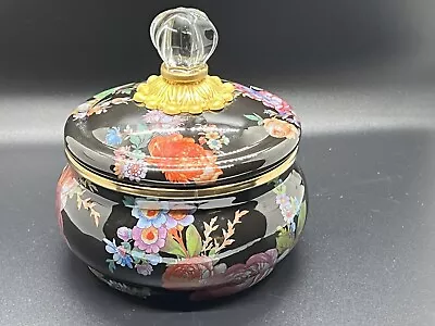 Mackenzie Childs Enamel Black Flower Market Squash Pot Canister Mackenzie-childs • $80