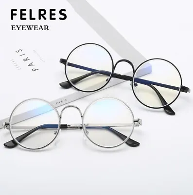 Men Women Metal Anti Blue Light Myopia Nearsighted Glasses Retro Round Glasses • $9.97