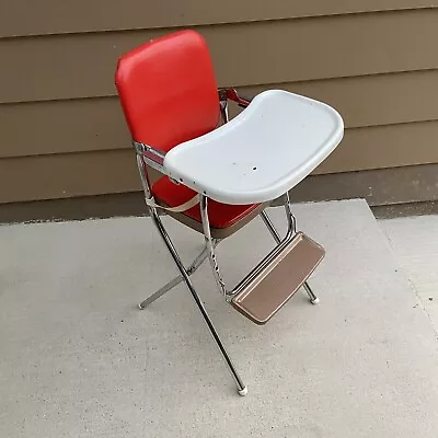 Vintage Retro 50s 60s Cosco High Chair Red White Chrome • $70