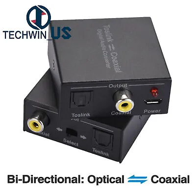 Coax Coaxial To Optical 2-Way Toslink SPDIF Digital Audio Converter Adapter New • $5.58