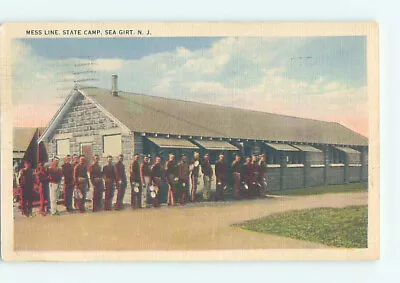 Linen MILITARY SCENE Sea Girt - Near Wall & Manasquan & Asbury Park NJ AF8259 • $2.99