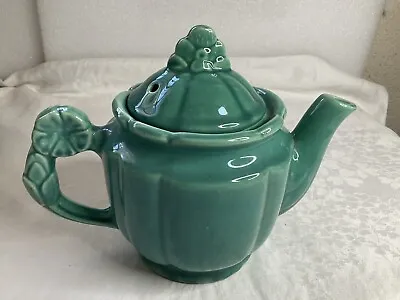 $24.99 • Buy Vintage Shawnee Pottery Tea Pot Green Turquose Flower Handle Lid 1940s USA Read