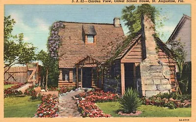 $0.47 • Buy St. Augustine, FL, Oldest School House, Garden, Linen Vintage Postcard E6533