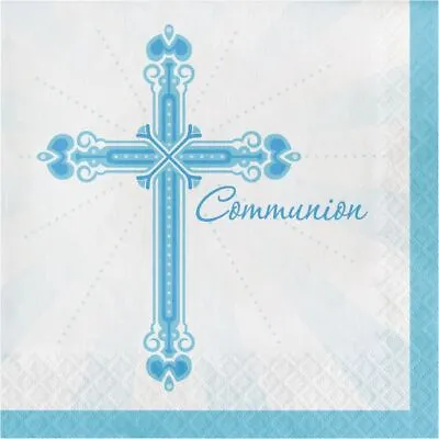 Blessings Blue Communion Lunch Napkins Paper 36 Per Pack Religious Decorations • £4.81