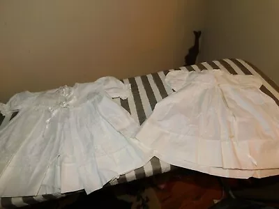 Madonna Christening Dress + Matching Coat Vintage White Eyelet W/ Satin Trim • $14.99