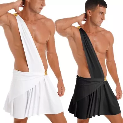 Ancient Greek Roma Toga Mens Greek Prince Caesar Halloween Fancy Dress Costume • $14.65