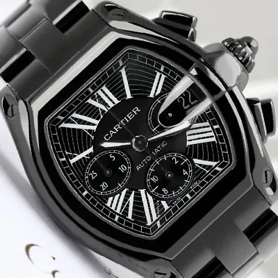 $7850 • Buy Cartier Roadster Black Dial W62020X6 Custom Black PVD/DLC XL Watch 