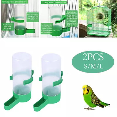 2X Pet Drink Food Feeder Water Clips For Cage Bird Parrot Cockatiel Budgie S/M/L • £5.08