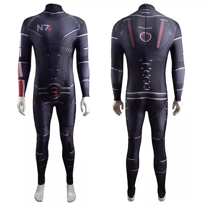 Mass Effect 3 Commander Shepard Jumpsuit Cosplay Costume Bodysuit Adult Kids • $56.78