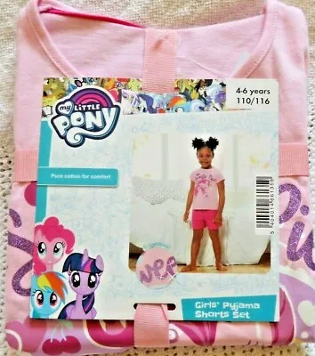My Little Pony Pyjama Short Set Pink Age 4-6 Yrs 100% Cotton Disney New W Tags  • £5.39