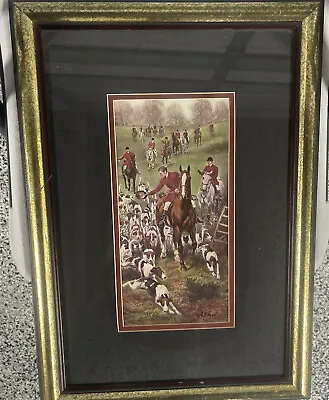 Whitehead Fox Hunt Framed Print Horses Hound Dogs - 1960s Vintage Print • $54.99