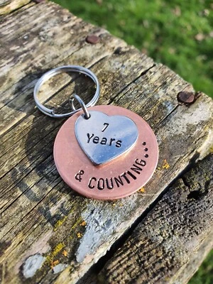 7 Years & Counting 7th Anniversary Gifts Love Personalised Handmade Keychain  • £12.99