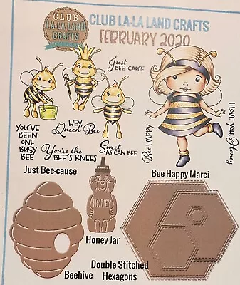 LA-LA LAND CRAFTS February 2020 Bee Happy Marci Stamp Set Kit • $33.99
