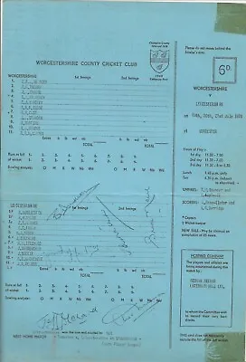 £10 • Buy Worcestershire V Leicestershire - Scorecard July 1970 - Many Autographs