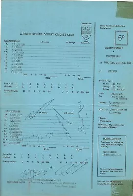 £10 • Buy Worcestershire V Leicestershire - Scorecard July 1970 - Many Autographs