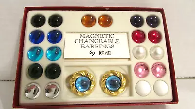 Magnetic Changeable Earrings By JOJAK Collection Gold Tone Clip On Stud 12 Color • $38.25