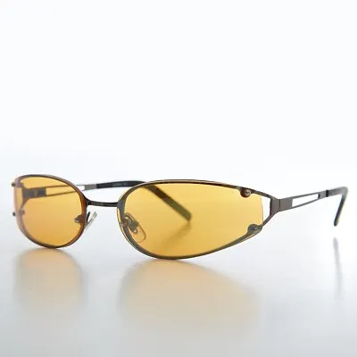 Oval Y2k Wrap Around Sunglasses With Orange Lenses - Rickey • $28