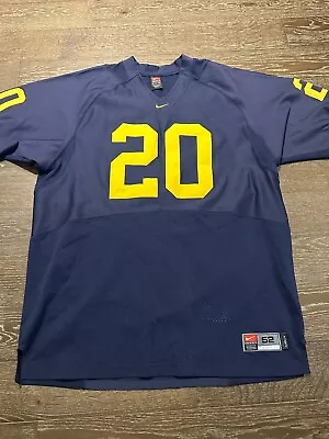 Vtg Michigan Wolverines Football Blue Authentic Nike Game Cut Jersey #20 Mens 52 • $129.99