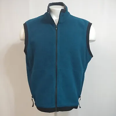 VTG REI Windbloc Fleece Vest Mens Large Teal Polartec Full Zip Pockets Logo Y2K • $14.90
