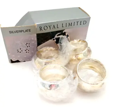 Royal Limited Silver Plate Napkin Rings Set Of 4 Vintage • $9.99